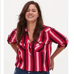 Harper Red and Pink stripe pullover blouse
